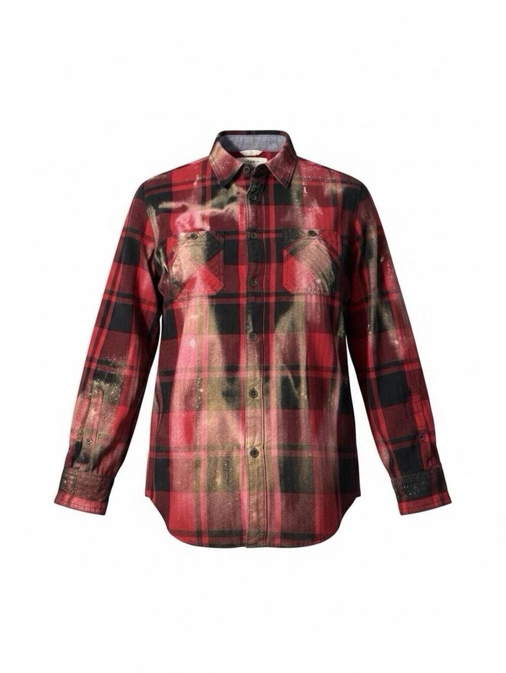 Flannel Shirt Men XL Red Art Dye